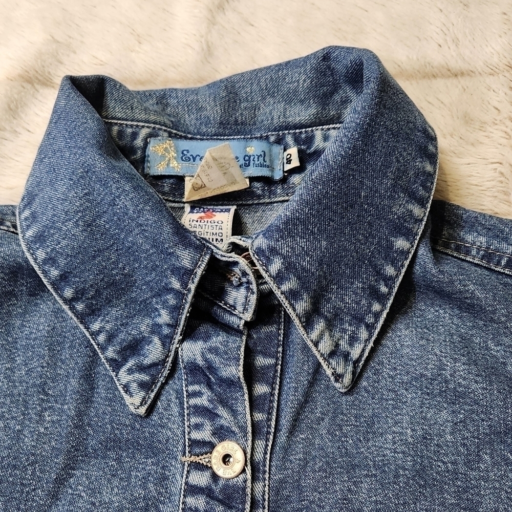 Shirt Jacket Denim Blue Vintage Collared fitted EVE BARE GI… - Picture 8 of 16